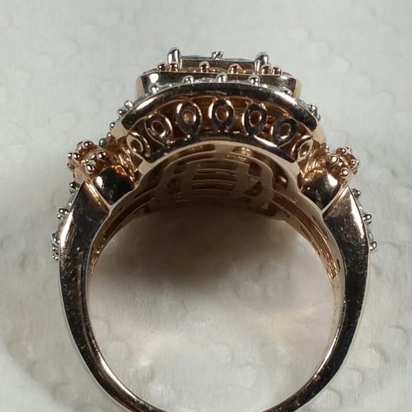 DESIGNER SJ ROSE GOLD STERLING MORGANITE CZ  RING - Picture 7 of 8